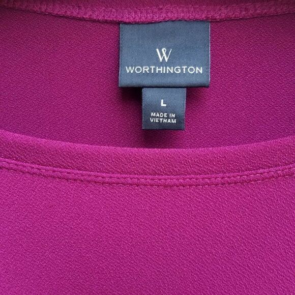 Worthington Ruffle shoulder Half Sleeve Tee Size Large - Picture 4 of 8